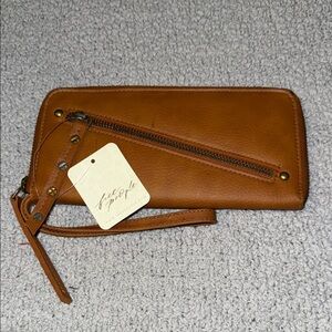 Free People Brown Leather Wristlet